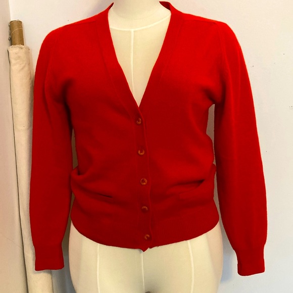 - gorgeous Pringle Cardinal Red Cashmere Cardigan M - Picture 4 of 7